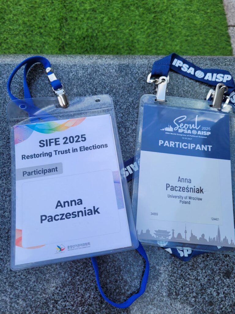 Anna Pacześniak delivered a lecture “Party rebranding: Electoral and intra-party consequences in a polarized society” during the 28th World Congress of Political Science in Seoul, 14.07.2025.